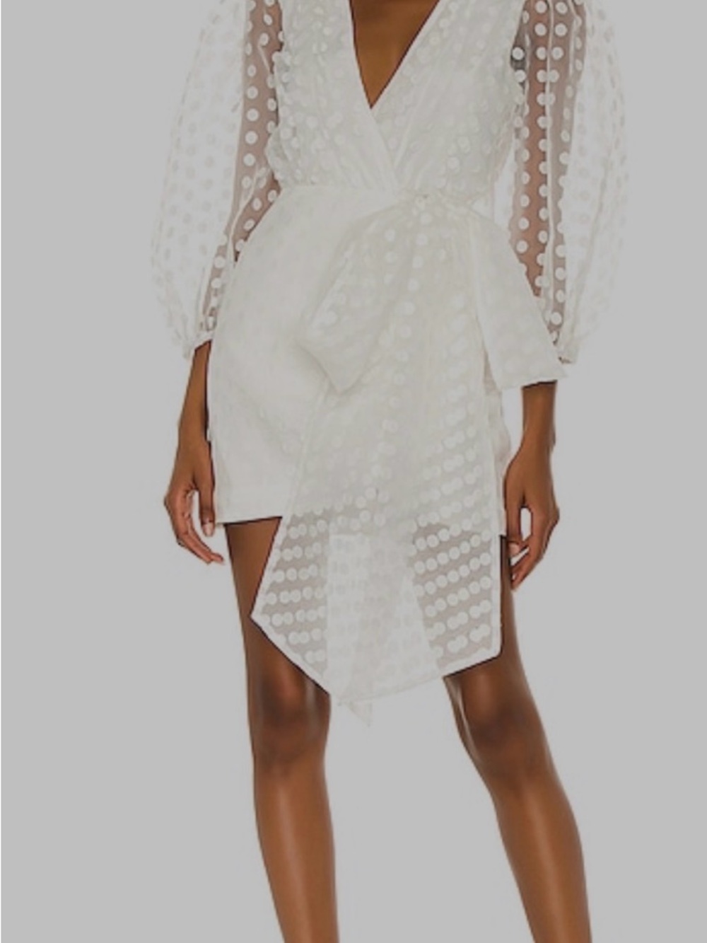 REVOLVE White Sheer Polka-Dot Wrap Mini Dress